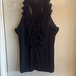 Black Tiered Ruffled V-Neck Sheath Top